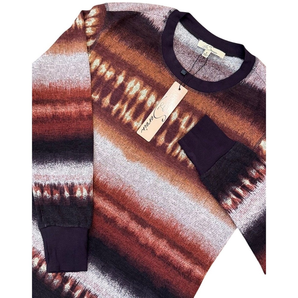 Les Serein Lightweight Long Sleeve Thumbhole Womens Small Purple Rust Tie Dye